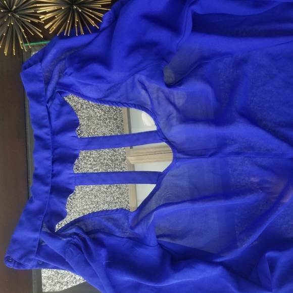 Cobalt Blue Blouse Cutouts Charlotte Russe Small - Picture 3 of 5